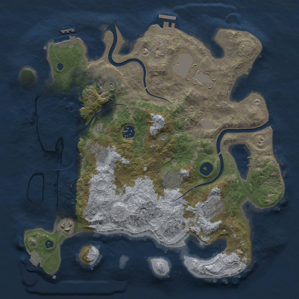 Rust Map: Procedural Map, Size: 3500, Seed: 585948, 14 Monuments