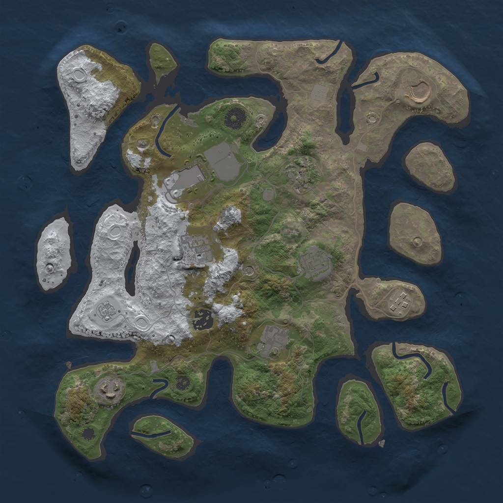 Rust Map: Procedural Map, Size: 3500, Seed: 2376364, 16 Monuments