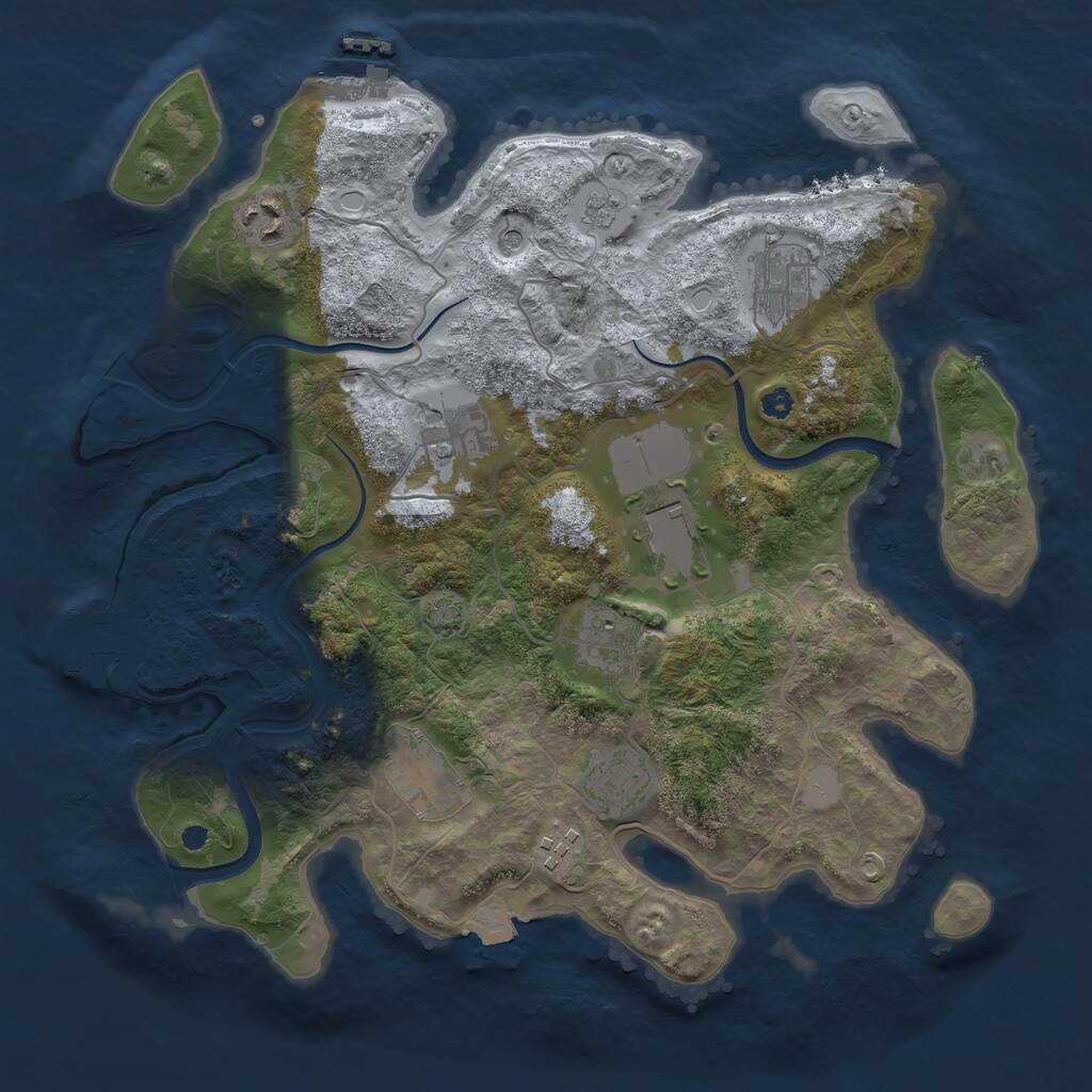 Rust Map: Procedural Map, Size: 3500, Seed: 3839880, 14 Monuments