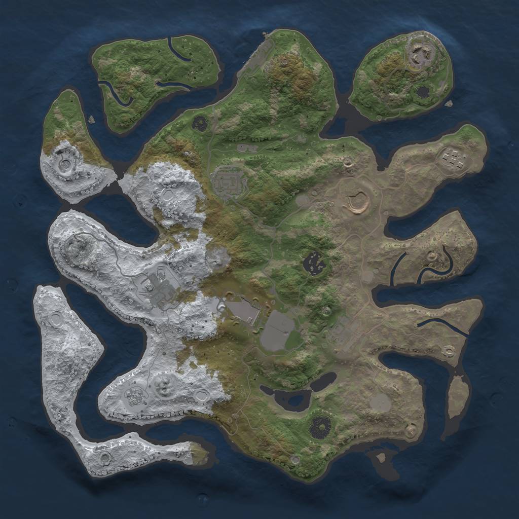 Rust Map: Procedural Map, Size: 3500, Seed: 1607968, 16 Monuments