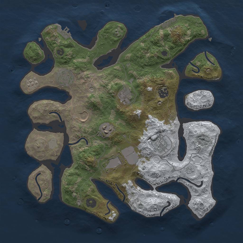 Rust Map: Procedural Map, Size: 3500, Seed: 2249780, 17 Monuments