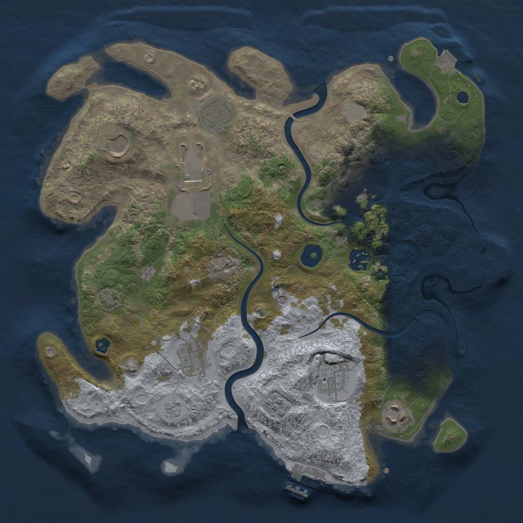 Rust Map: Procedural Map, Size: 3500, Seed: 4877305, 15 Monuments
