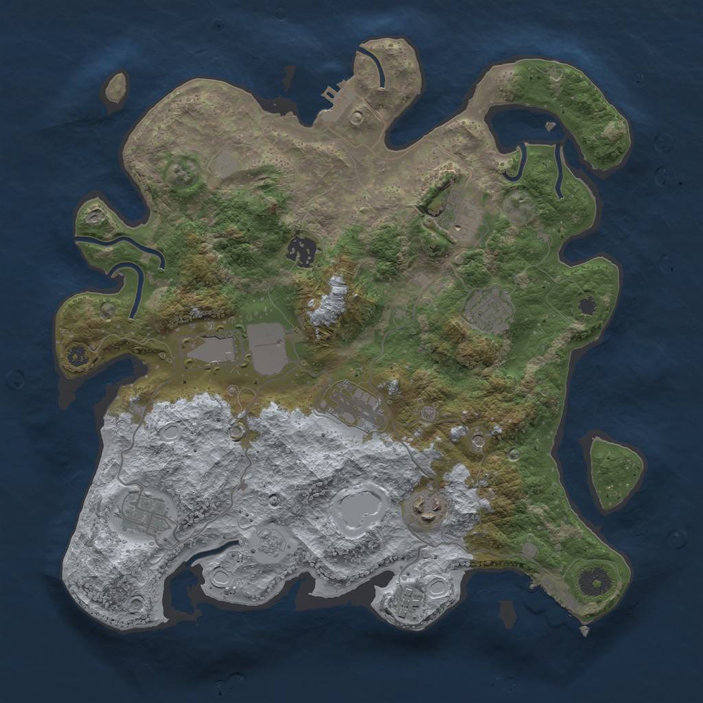 Rust Map: Procedural Map, Size: 3500, Seed: 6303928, 17 Monuments