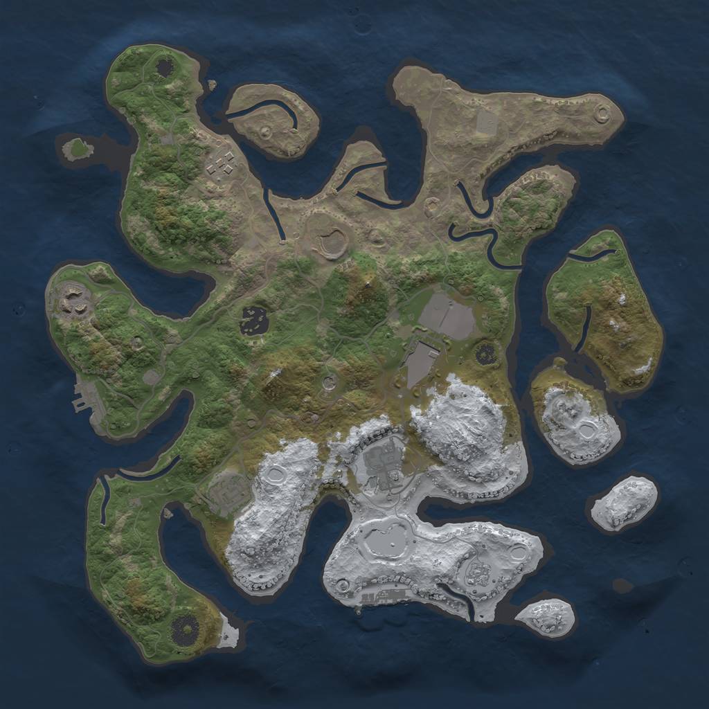 Rust Map: Procedural Map, Size: 3500, Seed: 1817420, 16 Monuments
