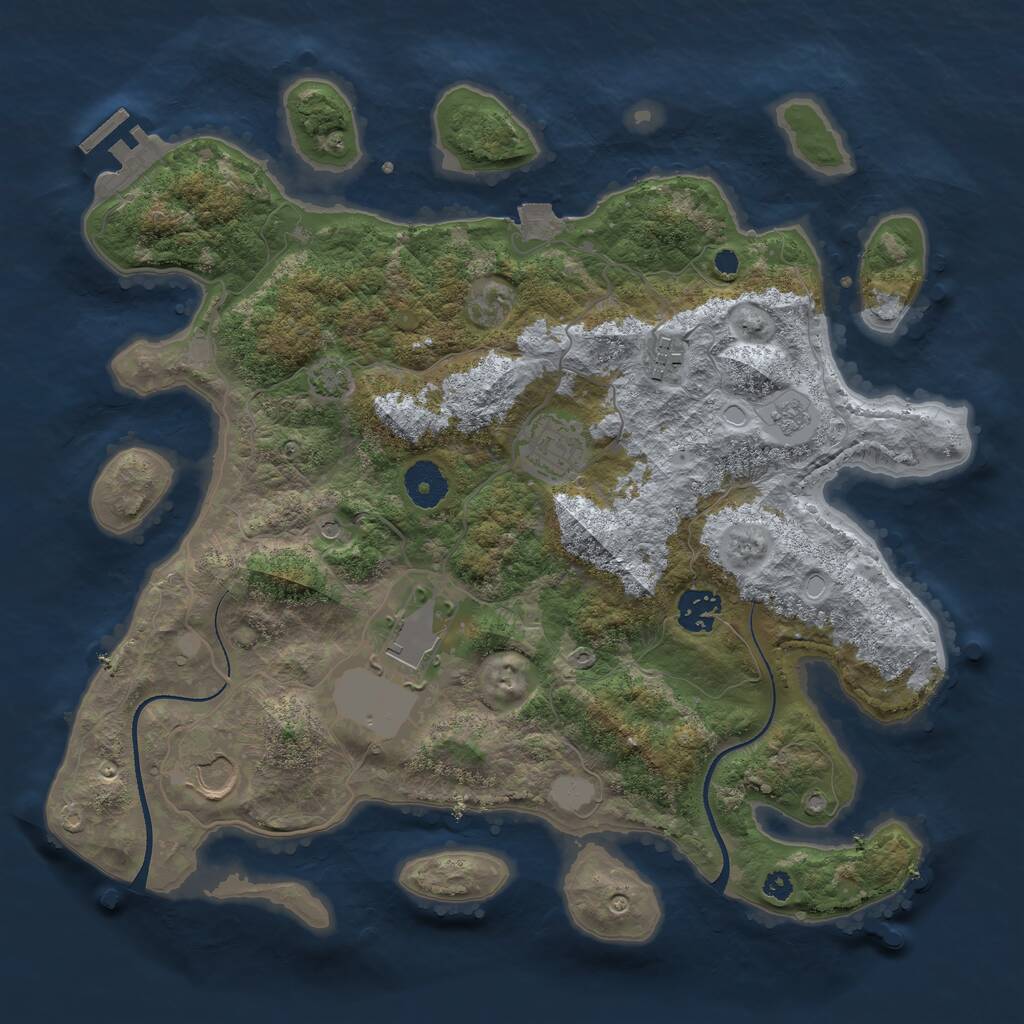 Rust Map: Procedural Map, Size: 3500, Seed: 3923279, 10 Monuments