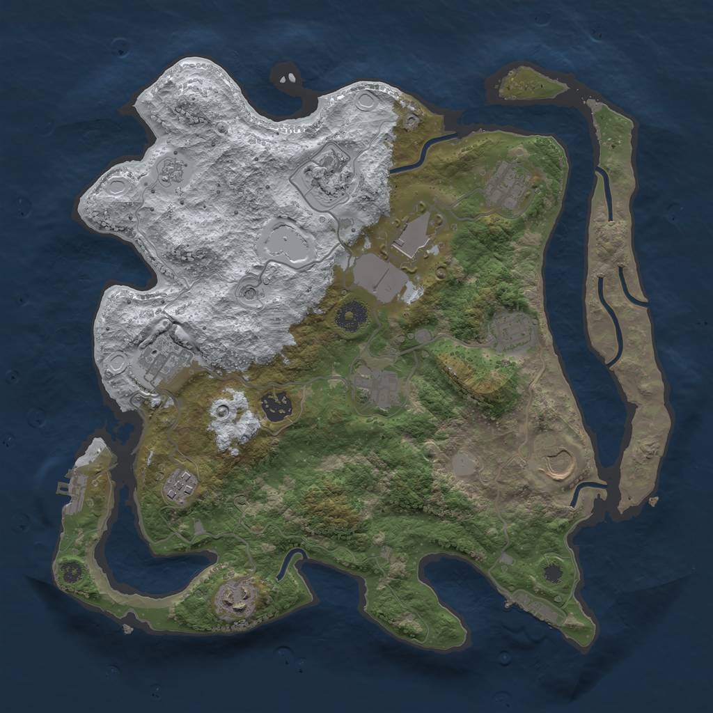 Rust Map: Procedural Map, Size: 3500, Seed: 4126448, 19 Monuments