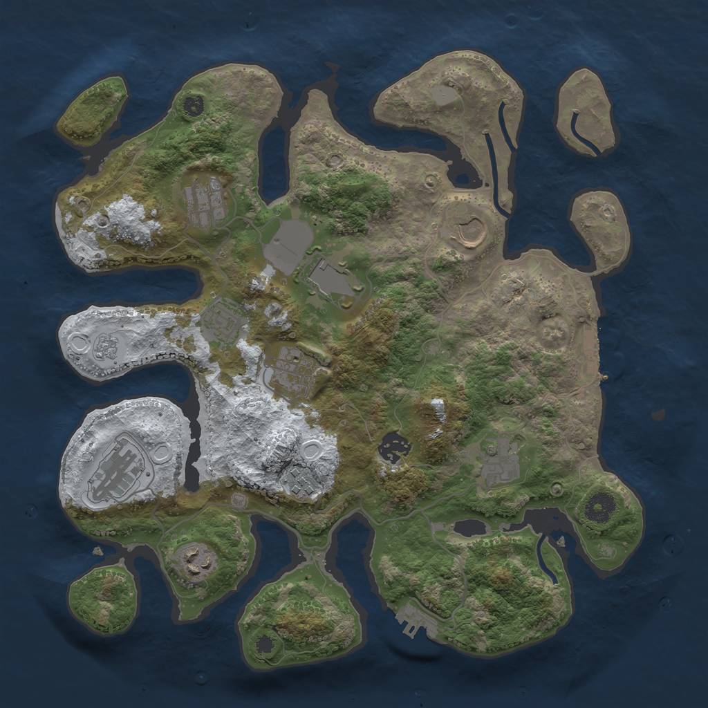 Rust Map: Procedural Map, Size: 3500, Seed: 1732417, 18 Monuments