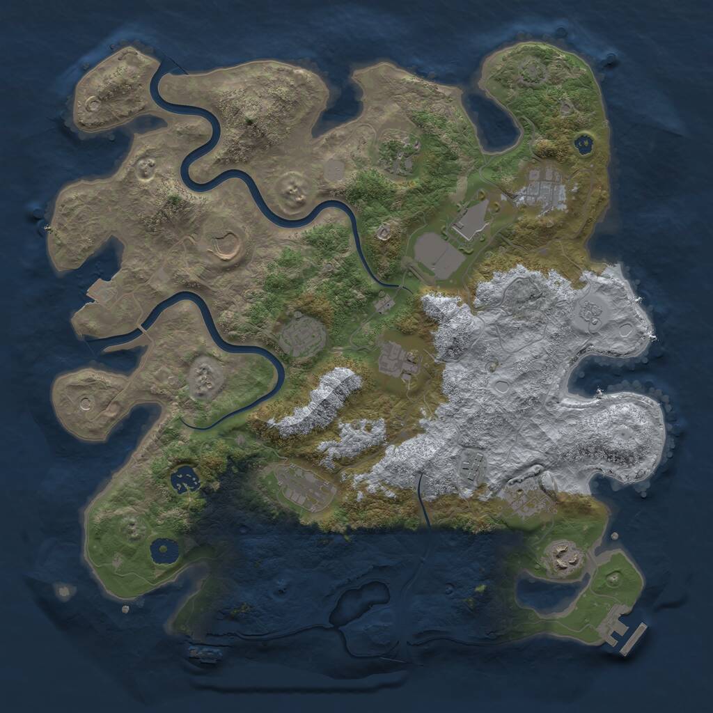 Rust Map: Procedural Map, Size: 3850, Seed: 2056817779, 17 Monuments