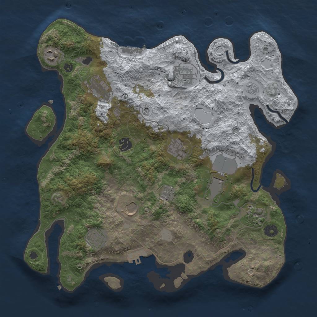 Rust Map: Procedural Map, Size: 3500, Seed: 2748730, 19 Monuments
