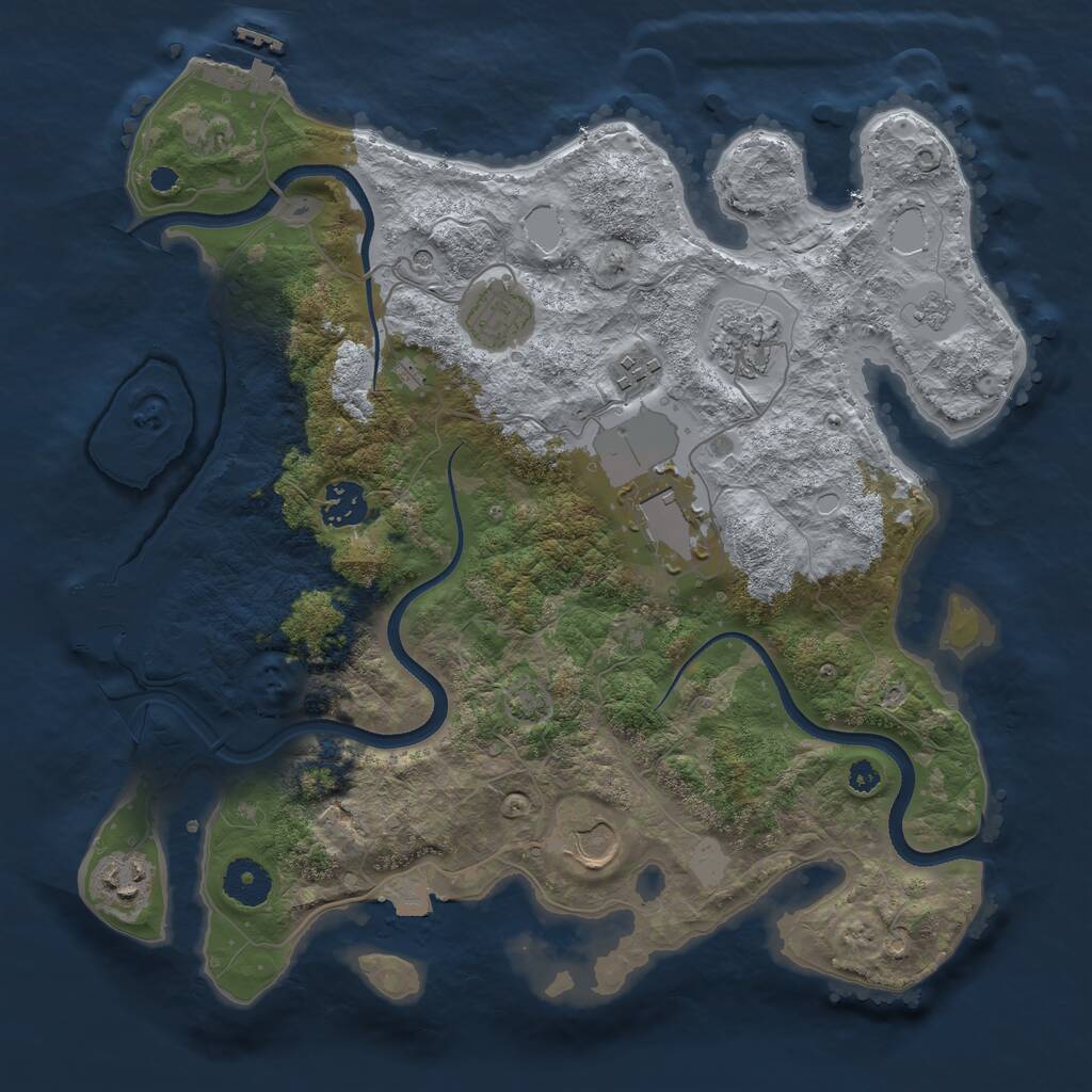 Rust Map: Procedural Map, Size: 3500, Seed: 2748730, 13 Monuments