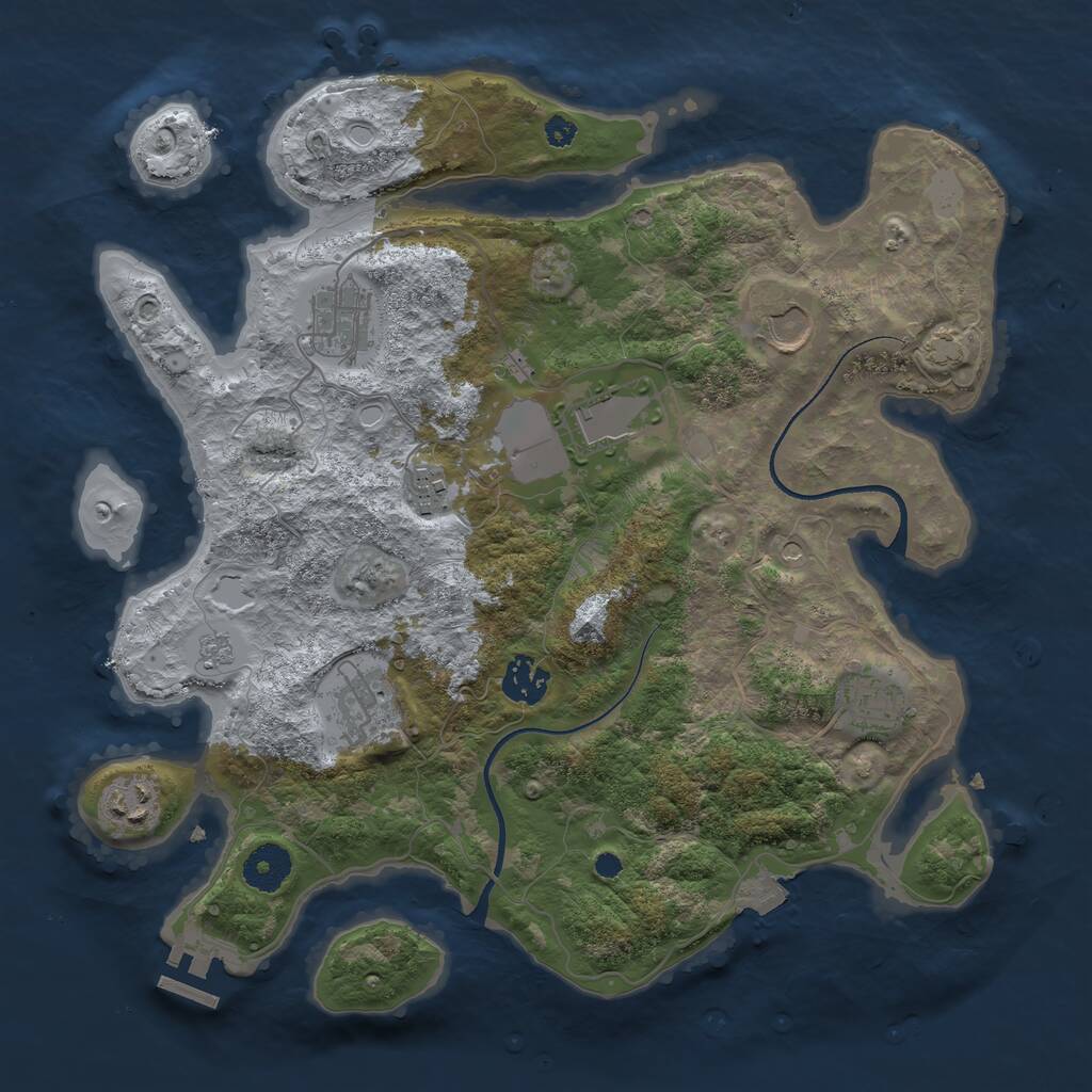 Rust Map: Procedural Map, Size: 3500, Seed: 463781, 13 Monuments