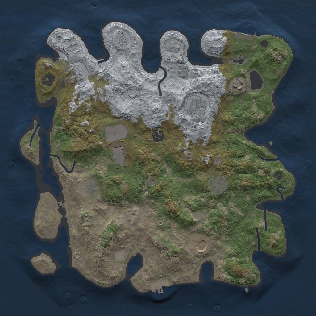 Rust Map: Procedural Map, Size: 3750, Seed: 1059459127, 18 Monuments