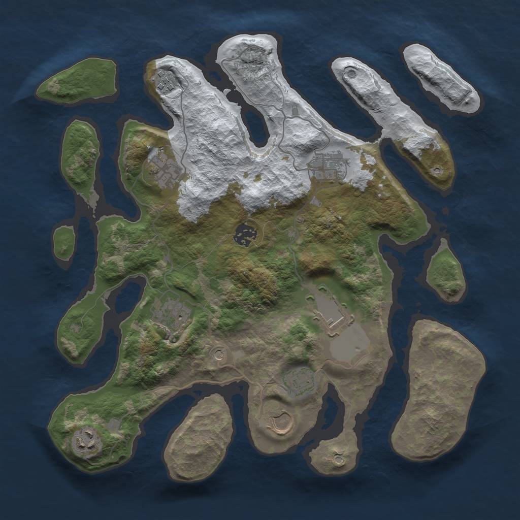 Rust Map: Barren, Size: 3500, Seed: 3417234, 12 Monuments
