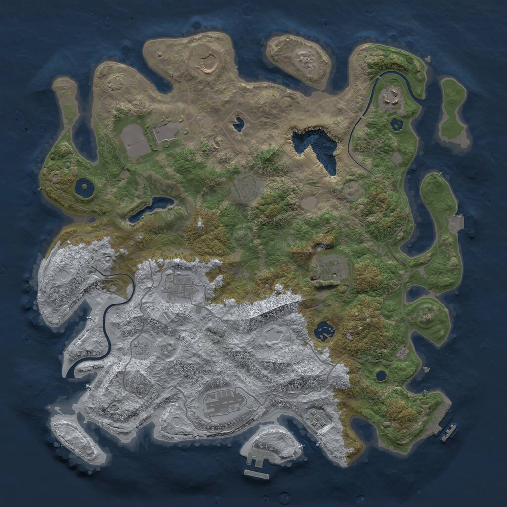 Rust Map: Procedural Map, Size: 4000, Seed: 222, 14 Monuments