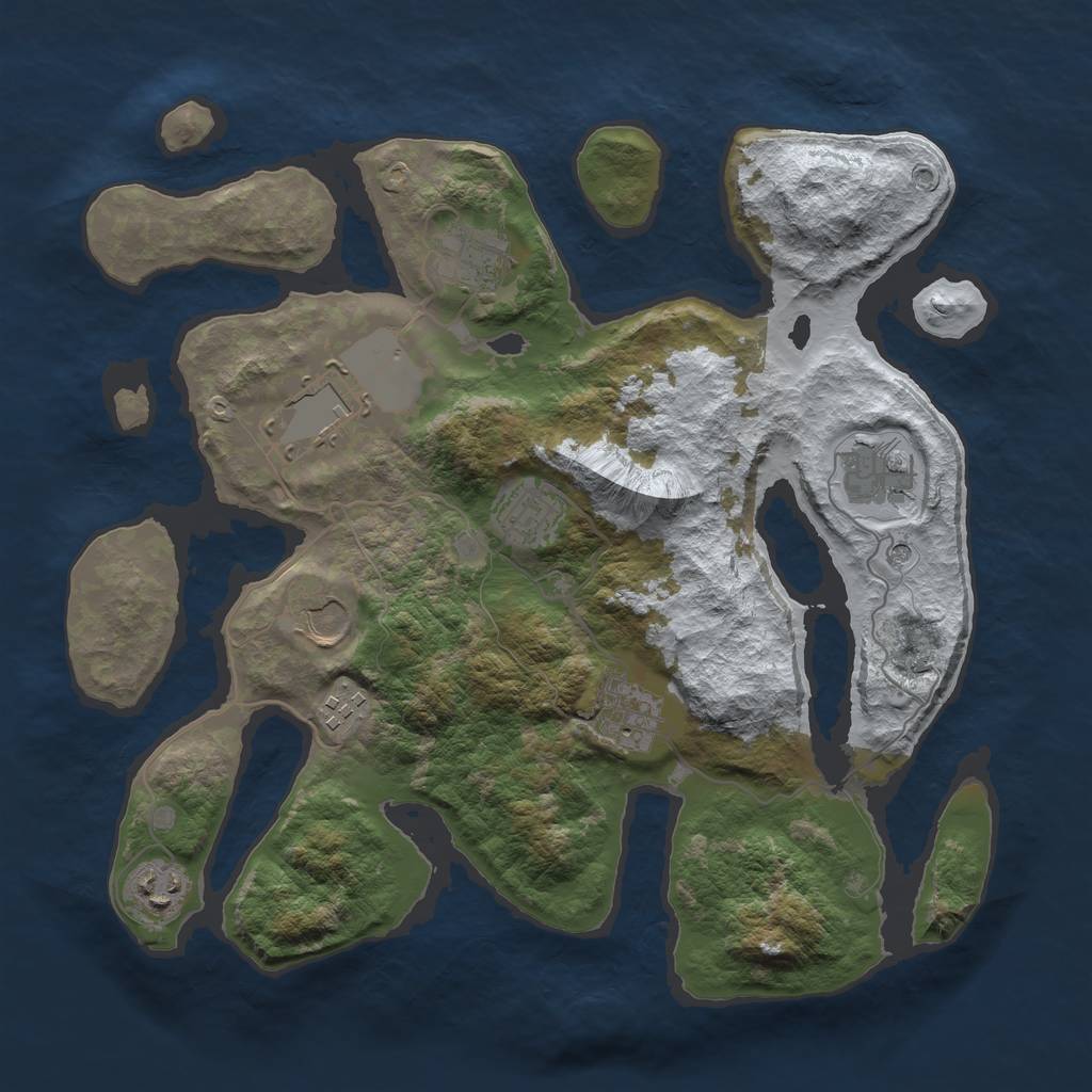 Rust Map: Barren, Size: 3500, Seed: 5171663, 11 Monuments
