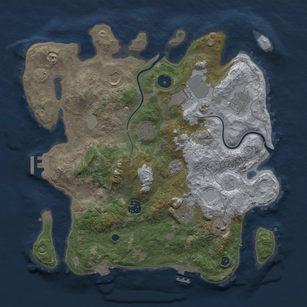 Rust Map: Procedural Map, Size: 3500, Seed: 2632362, 14 Monuments