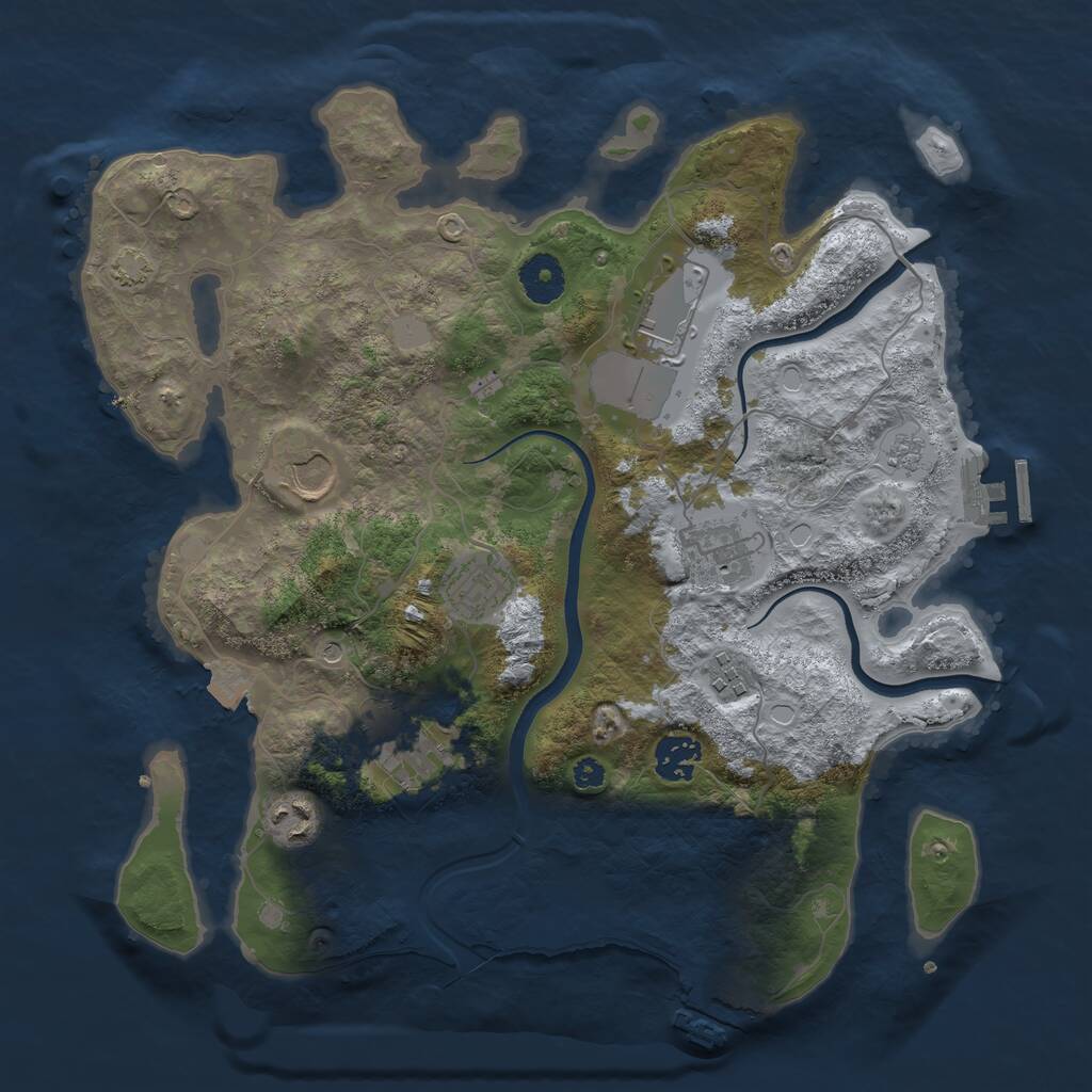 Rust Map: Procedural Map, Size: 3500, Seed: 2632362, 14 Monuments