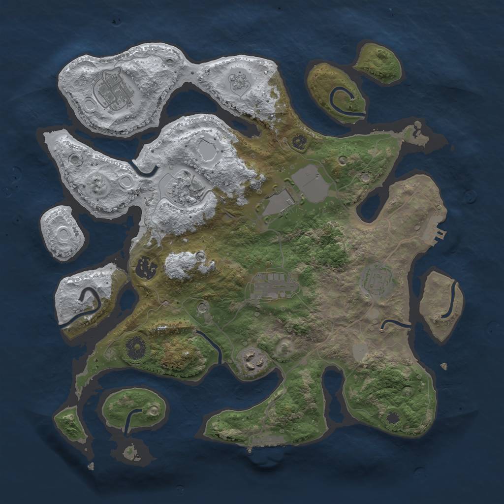 Rust Map: Procedural Map, Size: 3500, Seed: 2591013, 16 Monuments
