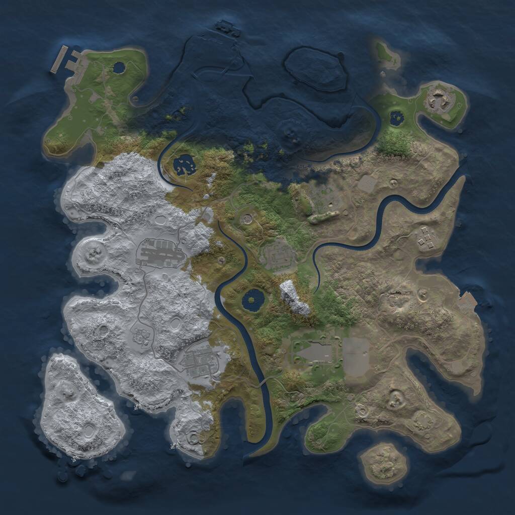 Rust Map: Procedural Map, Size: 3500, Seed: 4553877, 14 Monuments