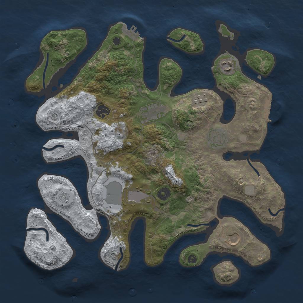 Rust Map: Procedural Map, Size: 3500, Seed: 4553877, 16 Monuments