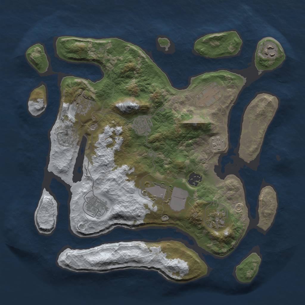 Rust Map: Barren, Size: 3500, Seed: 1751115, 12 Monuments