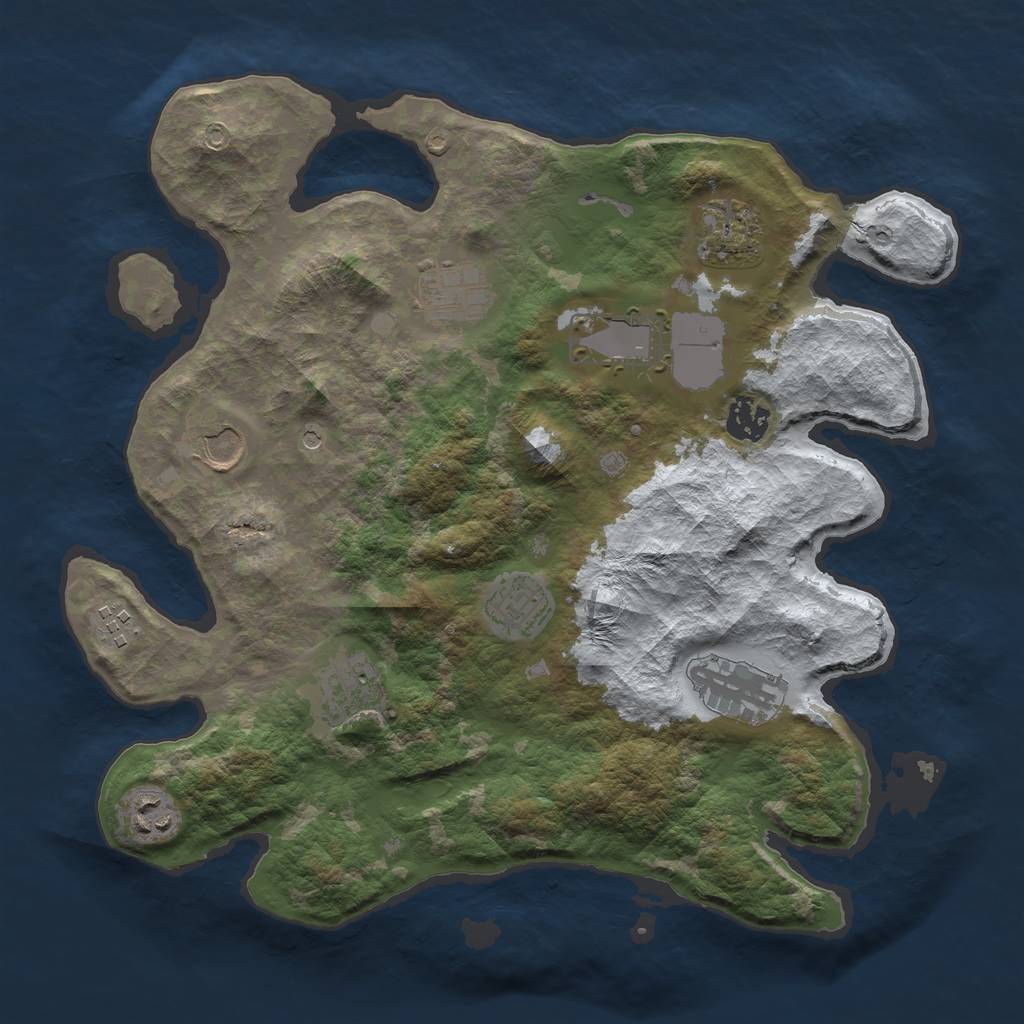Rust Map: Barren, Size: 3500, Seed: 3160981, 13 Monuments