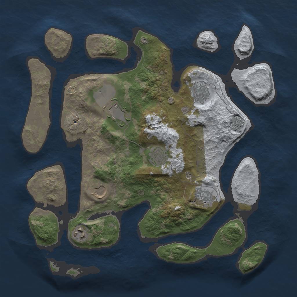 Rust Map: Barren, Size: 3500, Seed: 5319743, 10 Monuments