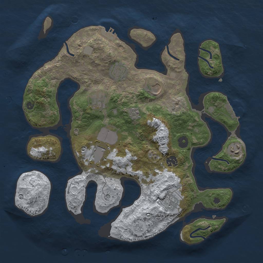Rust Map: Procedural Map, Size: 3500, Seed: 488571, 17 Monuments