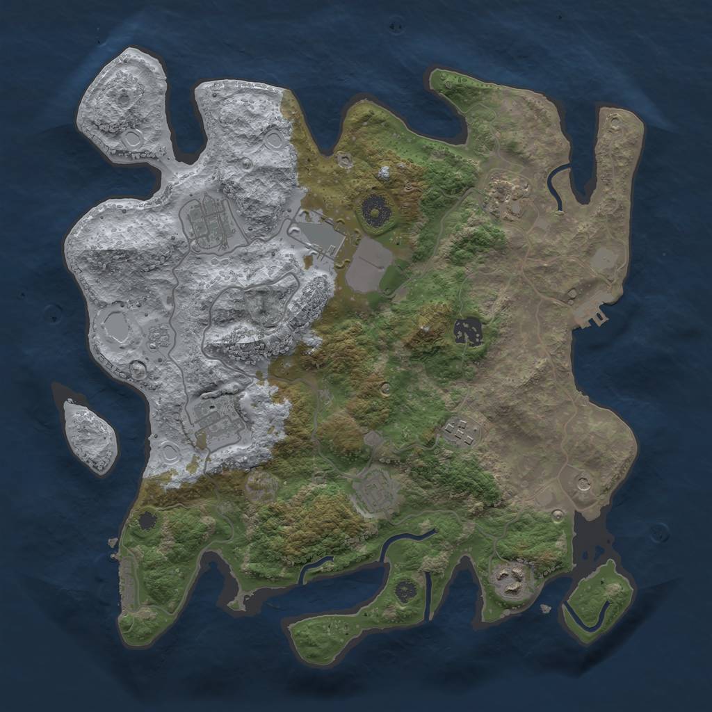 Rust Map: Procedural Map, Size: 3500, Seed: 376646, 17 Monuments