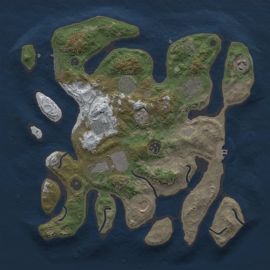 Rust Map: Procedural Map, Size: 3500, Seed: 6345358, 16 Monuments