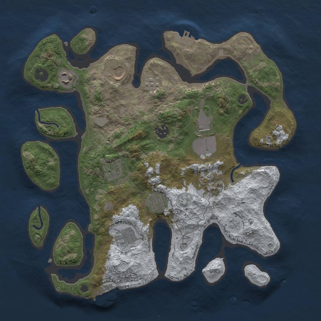 Rust Map: Procedural Map, Size: 3500, Seed: 694484871, 18 Monuments