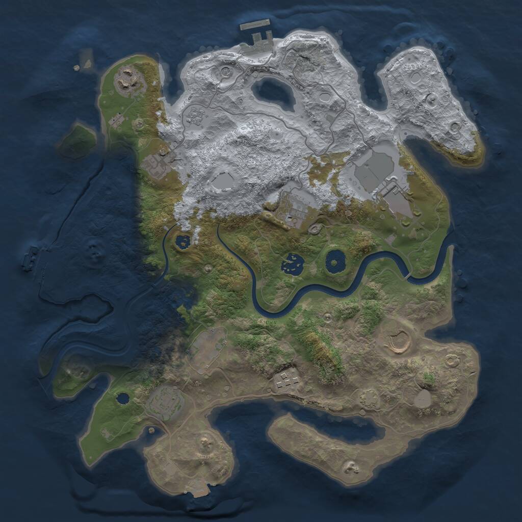 Rust Map: Procedural Map, Size: 3500, Seed: 2838220, 15 Monuments