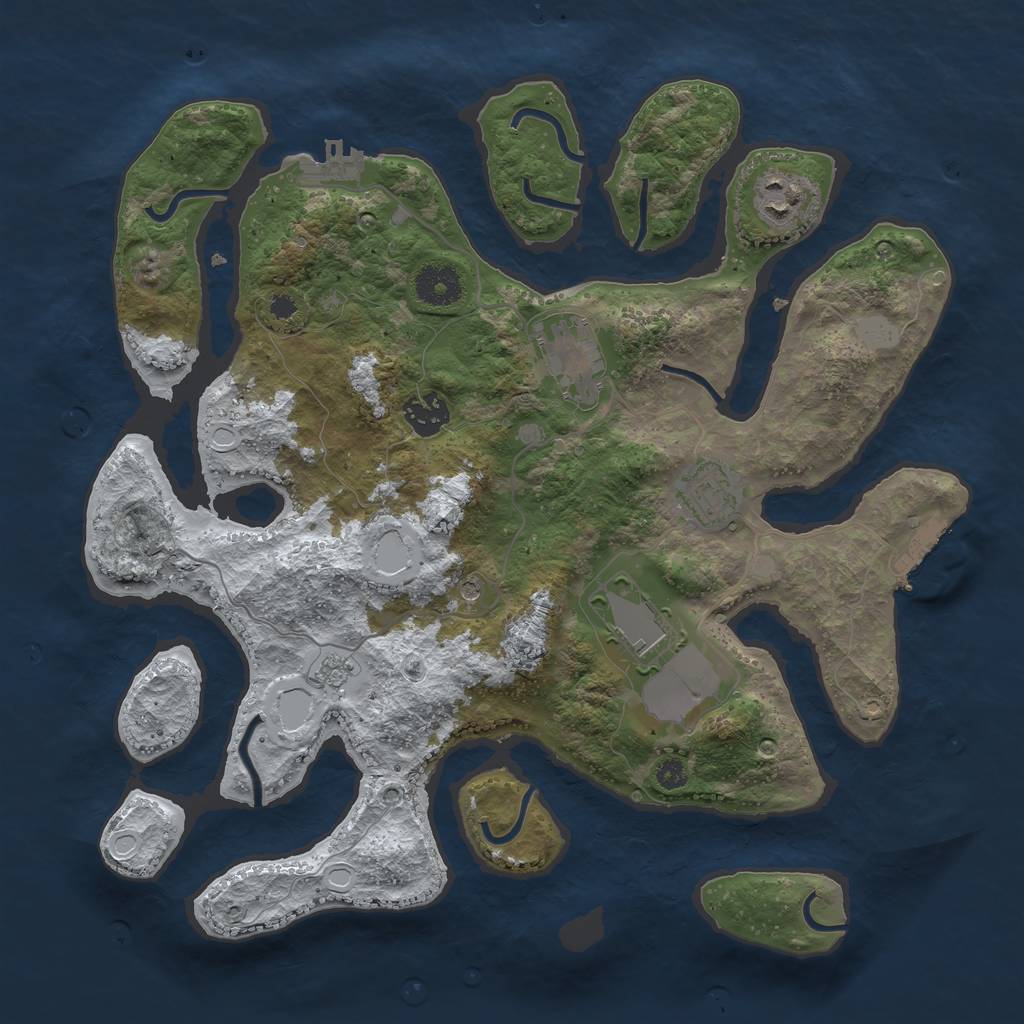 Rust Map: Procedural Map, Size: 3500, Seed: 4196213, 14 Monuments