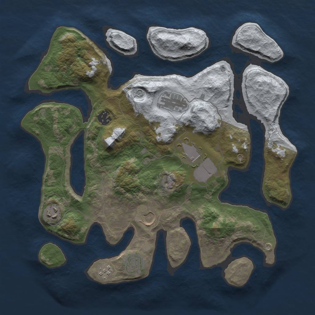 Rust Map: Barren, Size: 3500, Seed: 711091, 10 Monuments