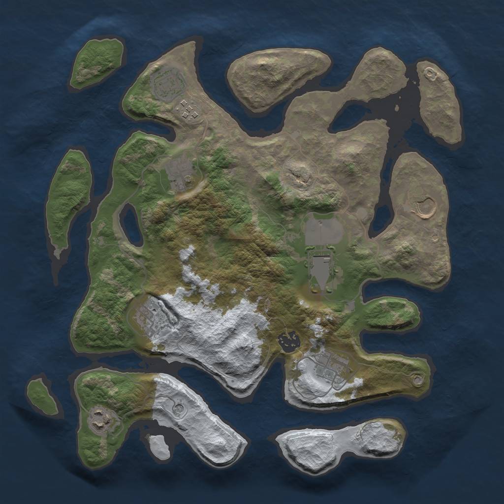 Rust Map: Barren, Size: 3500, Seed: 4563885, 12 Monuments