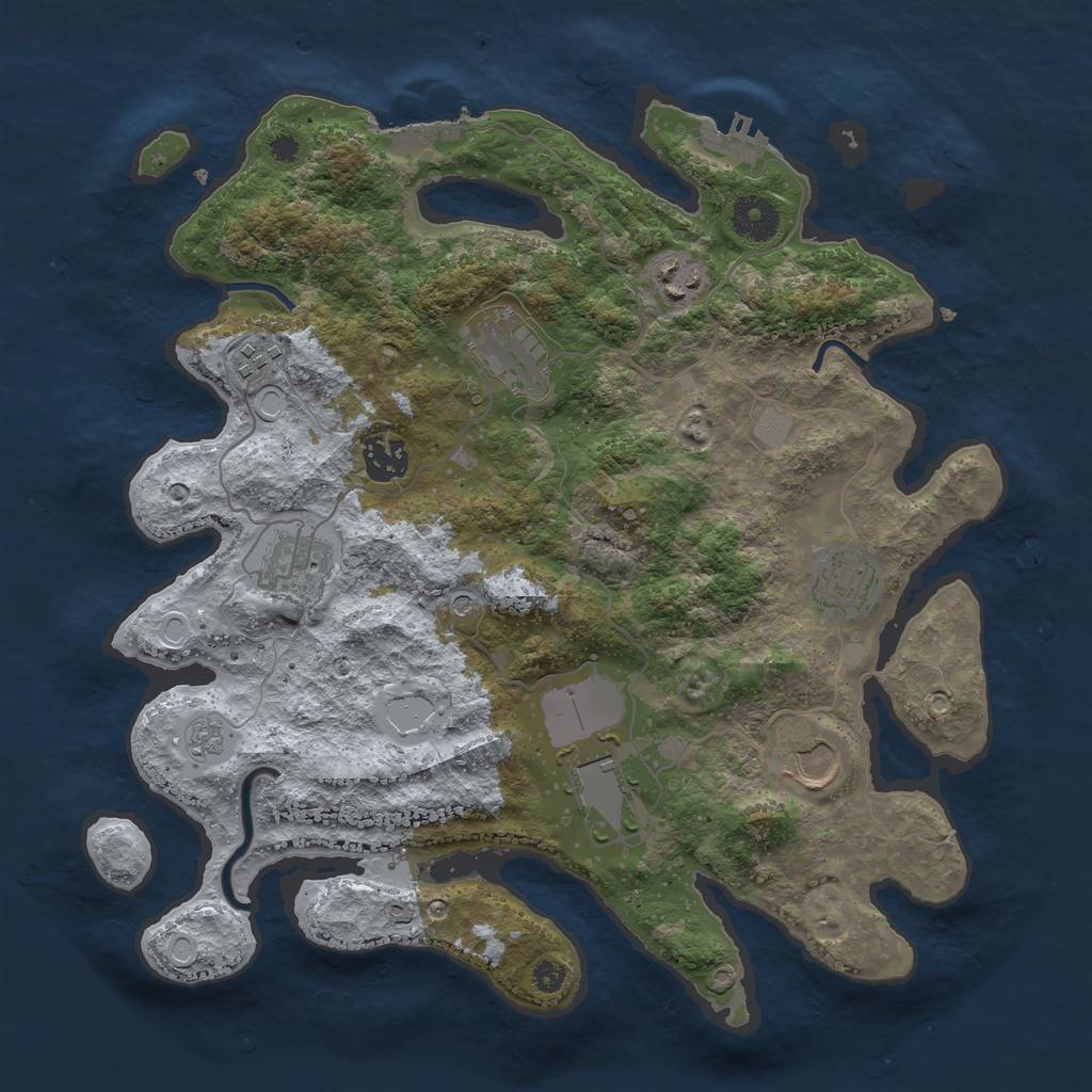 Rust Map: Procedural Map, Size: 3500, Seed: 5621077, 17 Monuments