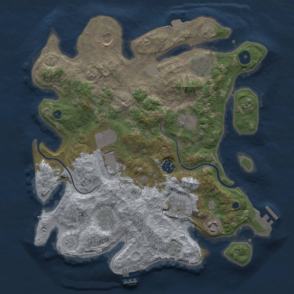 Rust Map: Procedural Map, Size: 3500, Seed: 5955620, 15 Monuments