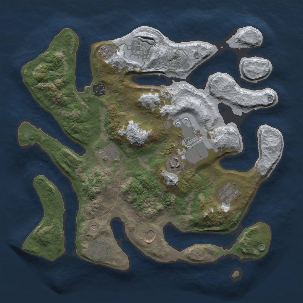 Rust Map: Barren, Size: 3500, Seed: 1790126, 12 Monuments
