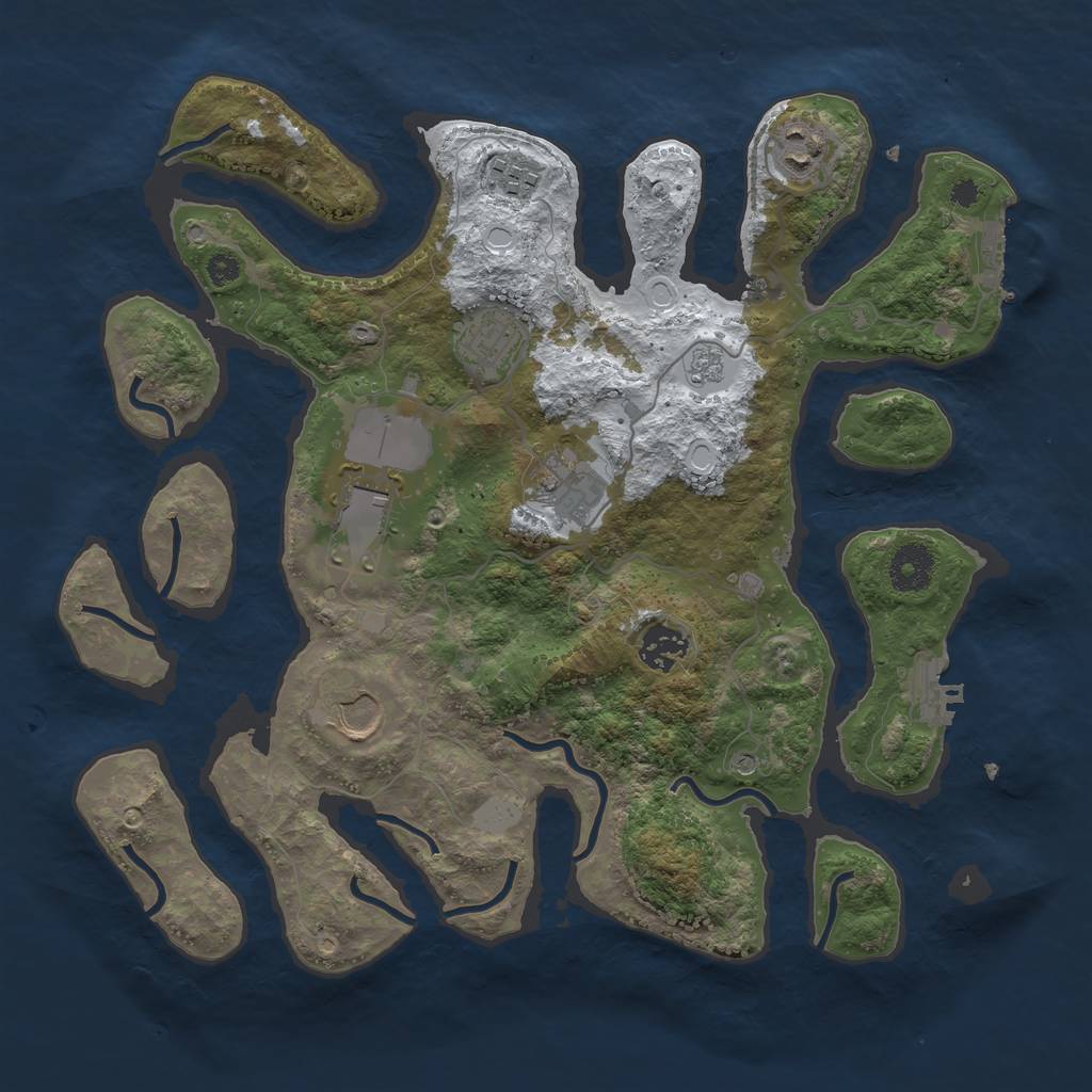 Rust Map: Procedural Map, Size: 3500, Seed: 1766304, 16 Monuments