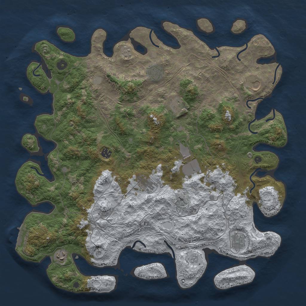 Rust Map: Procedural Map, Size: 4500, Seed: 2084849, 17 Monuments