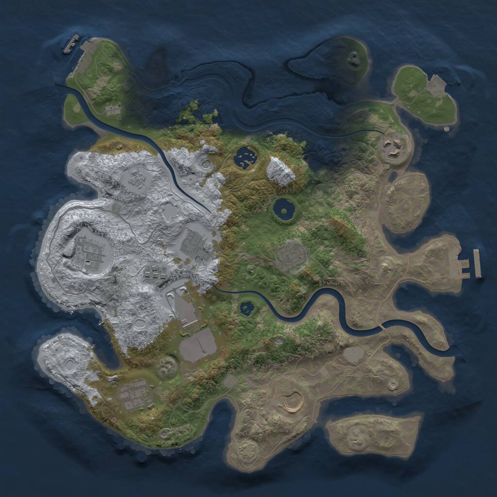Rust Map: Procedural Map, Size: 3500, Seed: 464649, 15 Monuments