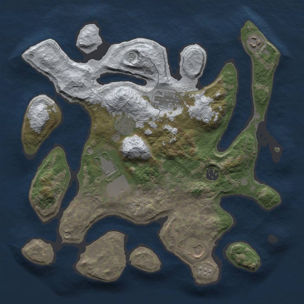 Rust Map: Barren, Size: 3500, Seed: 1874189, 10 Monuments