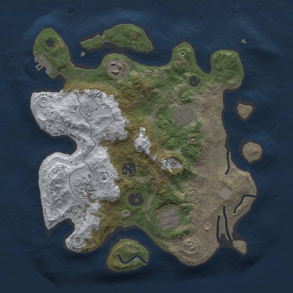 Rust Map: Procedural Map, Size: 3000, Seed: 1086208600, 13 Monuments