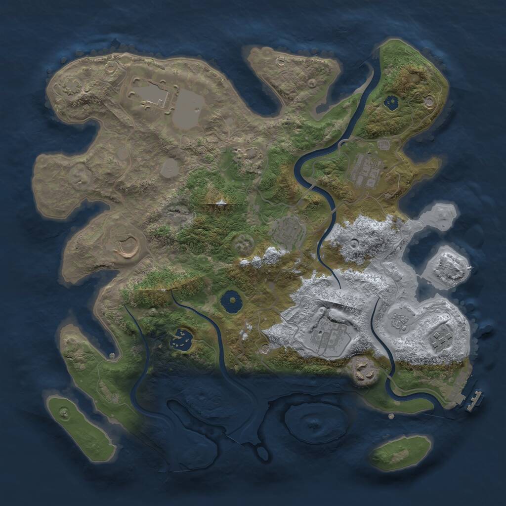 Rust Map: Procedural Map, Size: 3500, Seed: 91835, 14 Monuments