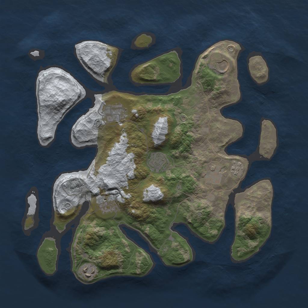 Rust Map: Barren, Size: 3500, Seed: 2334778, 10 Monuments