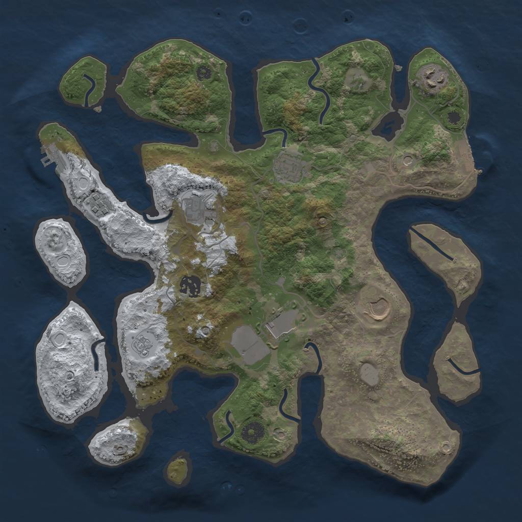 Rust Map: Procedural Map, Size: 3500, Seed: 3016683, 16 Monuments