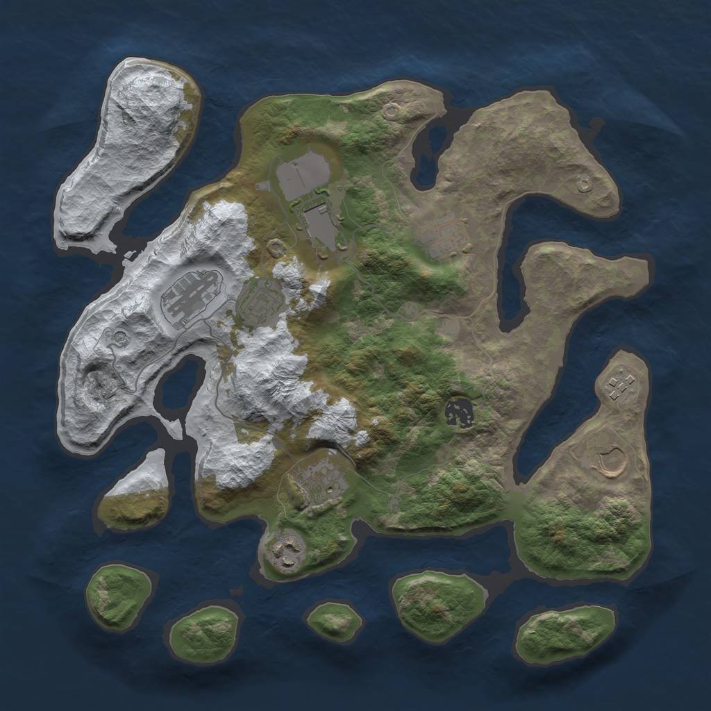 Rust Map: Barren, Size: 3500, Seed: 5086231, 12 Monuments