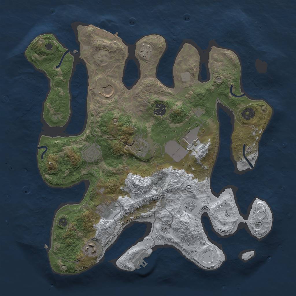 Rust Map: Procedural Map, Size: 3500, Seed: 645204, 17 Monuments