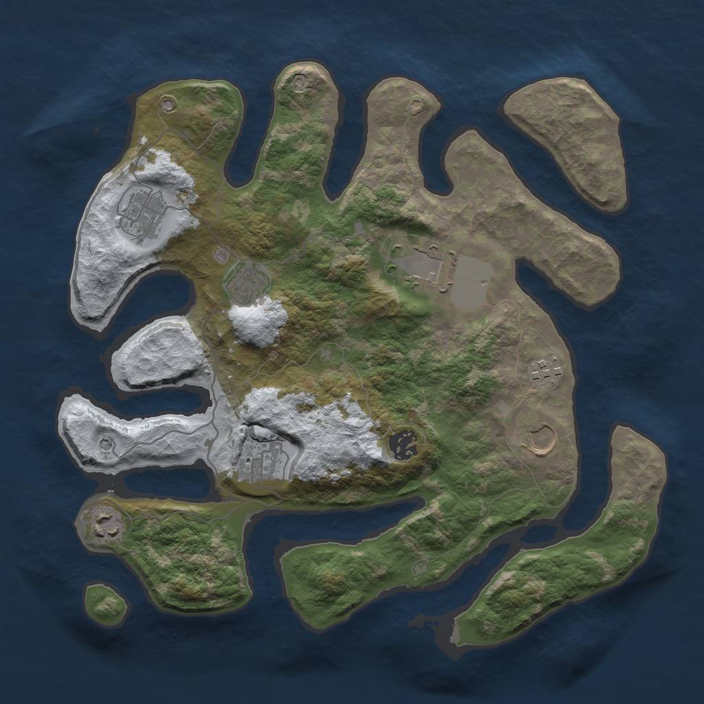 Rust Map: Barren, Size: 3500, Seed: 4054504, 11 Monuments