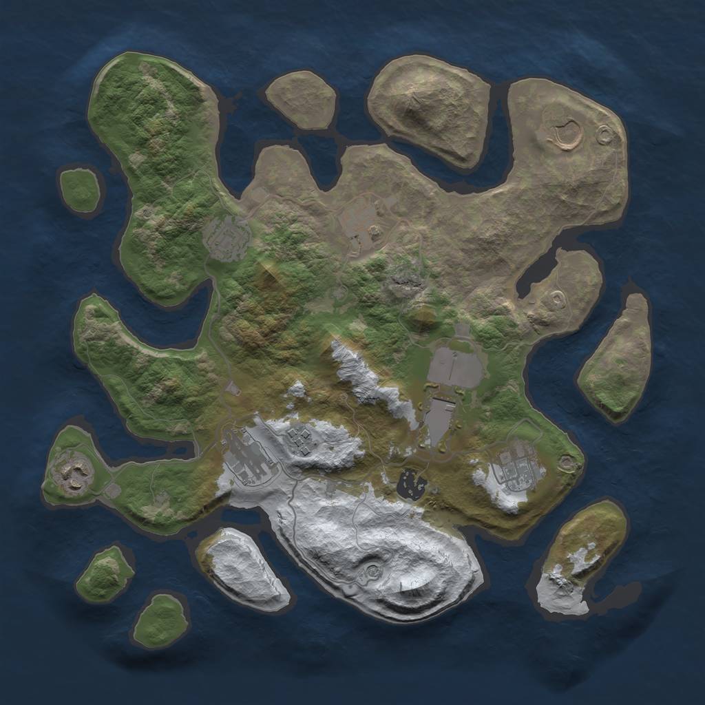 Rust Map: Barren, Size: 3500, Seed: 5172994, 12 Monuments